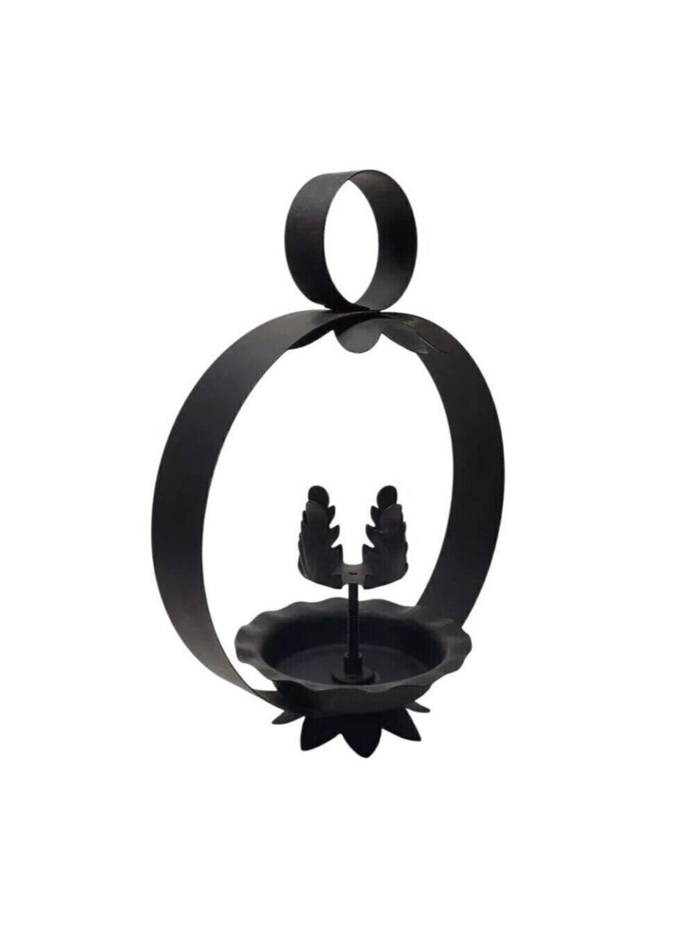 Black Metal Candle Holder Floral Design Home Decor Farmhouse